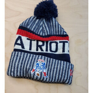 New England Patriots New Era Pom Knit Beanie Hat Toboggan Old Logo
